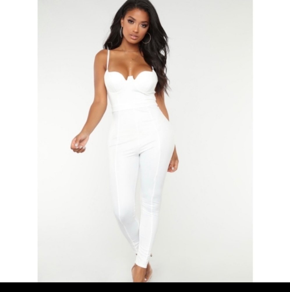 Fashion Nova Rita White Jumpsuit Size small